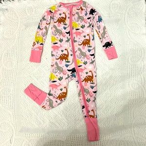Little Sleepies. 18-24 month zippy. Pink dinosaur print.